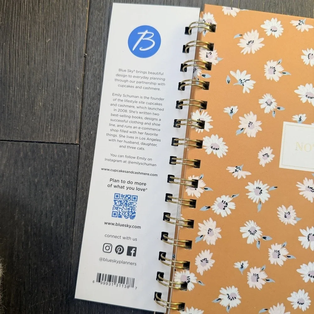 Blue Sky A5 Spiral Notes Notebook 160 Pages Orange Floral Cupcakes And Cashmere